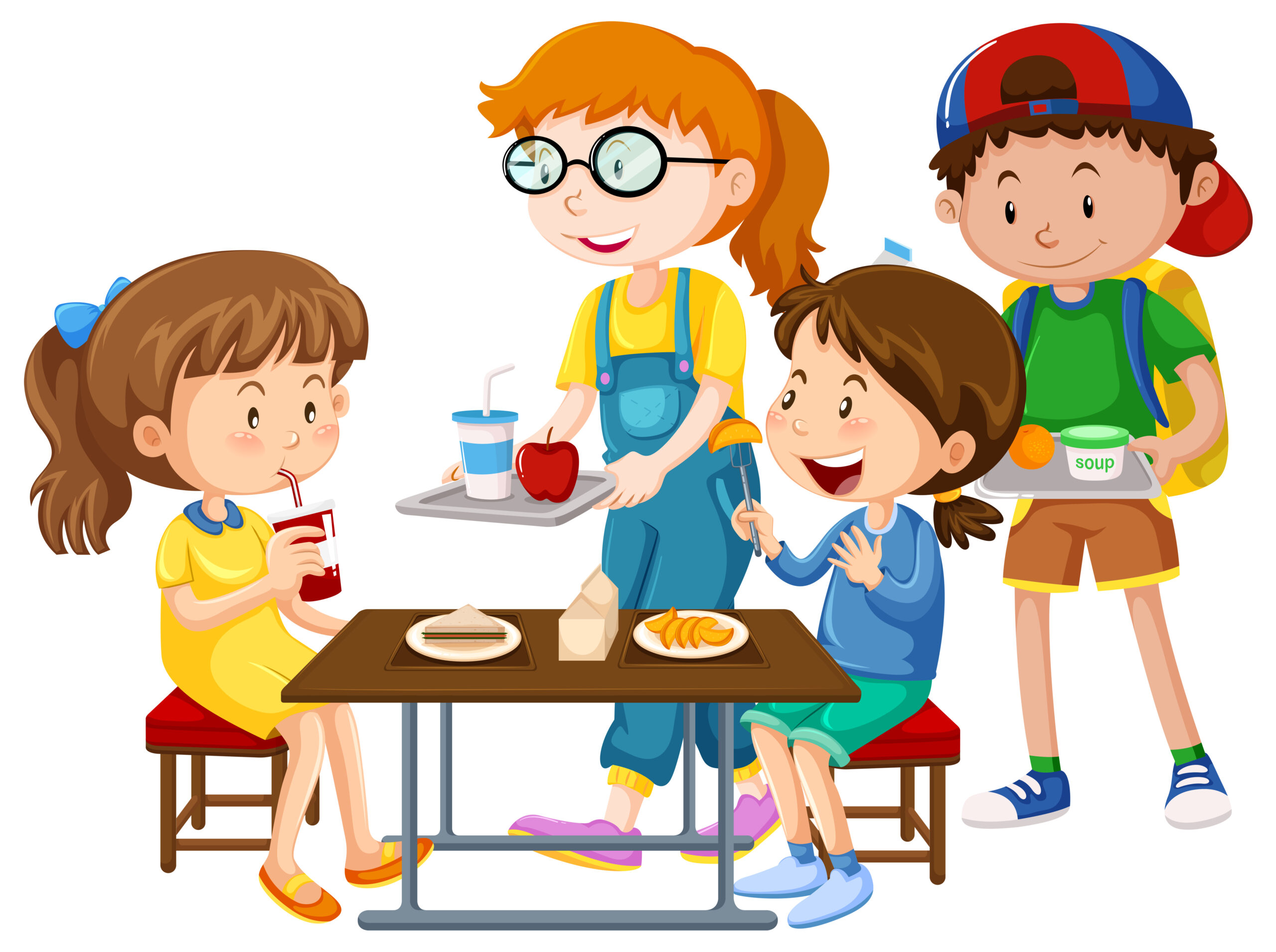Children having meal at table